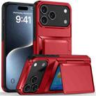 For iPhone 17 Pro Kalebol Flip Card Wallet Holder Shockproof Phone Case(Red) - 1