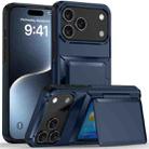 For iPhone 17 Pro Kalebol Flip Card Wallet Holder Shockproof Phone Case(Blue) - 1