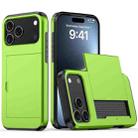 For iPhone 17 Pro Max Kalebol 2 in 1 Shockproof Sliding Card Slot Phone Case(Green) - 1