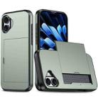 For iPhone 16 Kalebol 2 in 1 Shockproof Sliding Card Slot Phone Case(Army Green) - 1