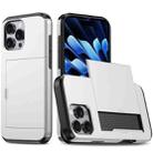 For iPhone 14 Pro Kalebol 2 in 1 Shockproof Sliding Card Slot Phone Case(Silver) - 1