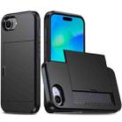For iPhone 16e Kalebol 2 in 1 Shockproof Sliding Card Slot Phone Case(Black) - 1