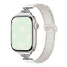 For Apple Watch 46mm / 49mm / 45mm / 44mm Bow Small Waist Magnetic Silicone Watch Band(Pale Mint with Starlight) - 1