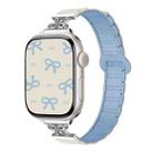 For Apple Watch 46mm / 49mm / 45mm / 44mm Bow Small Waist Magnetic Silicone Watch Band(Antique White with Misty Blue) - 1