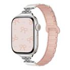 For Apple Watch 42mm / 41mm / 40mm / 38mm Bow Small Waist Magnetic Silicone Watch Band(Starlight with Pink Sand) - 1
