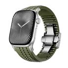 For Apple Watch 46mm / 49mm / 45mm / 44mm Knurled Texture Folding Buckle Silicone Watch Band(Titanium Green) - 1