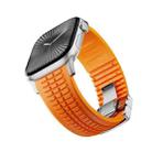For Apple Watch 46mm / 49mm / 45mm / 44mm Knurled Texture Folding Buckle Silicone Watch Band(Titanium Orange) - 3