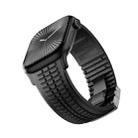 For Apple Watch 46mm / 49mm / 45mm / 44mm Knurled Texture Folding Buckle Silicone Watch Band(Black Black) - 3