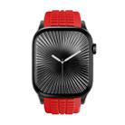 For Apple Watch 46mm / 49mm / 45mm / 44mm Knurled Texture Folding Buckle Silicone Watch Band(Black Red) - 2