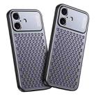For iPhone 16 Kalebol Metal Cooling Breathable Hollow Phone Case(Gray) - 1