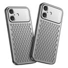 For iPhone 16 Kalebol Metal Cooling Breathable Hollow Phone Case(Silver) - 1