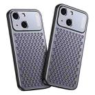 For iPhone 15 Plus Kalebol Metal Cooling Breathable Hollow Phone Case(Gray) - 1