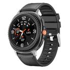 For Samsung Galaxy Watch8 / Watch8 Classic Metal Head Leather Skin Silicone Watch Band(Black) - 1