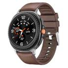 For Samsung Galaxy Watch8 / Watch8 Classic Metal Head Leather Skin Silicone Watch Band(Brown) - 1