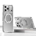 For iPhone 17 Pro Max Kalebol Rotating Magnetic Holder MagSafe Phone Case(Transparent Silver) - 1