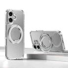 For iPhone 16 Kalebol Rotating Magnetic Holder MagSafe Phone Case(Transparent Silver) - 1