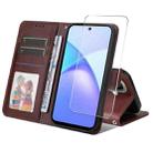 For Tecno Pop 10 ENKAY Card Wallet Calf Texture Leather Phone Case with Screen Film(Brown) - 1