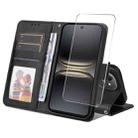 For Tecno Spark 40c ENKAY Card Wallet Calf Texture Leather Phone Case with Screen Film(Black) - 1