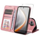 For Tecno Pova 7 ENKAY Card Wallet Calf Texture Leather Phone Case with Screen Film(Pink) - 1
