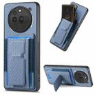 For Nothing Phone 3a Pro Carbon Fiber Fold Stand Elastic Card Bag Phone Case(Blue) - 1
