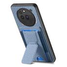 For Nothing Phone 3a Pro Carbon Fiber Fold Stand Elastic Card Bag Phone Case(Blue) - 3