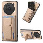 For Nothing Phone 3a Pro Carbon Fiber Fold Stand Elastic Card Bag Phone Case(Khaki) - 1