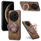 For vivo X200 Ultra Retro Leather Rotation Round Holder Phone Case(Brown) - 1