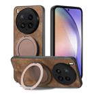 For vivo X200 Ultra Retro Leather Rotation Round Holder Phone Case(Brown) - 2