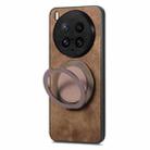 For vivo X200 Ultra Retro Leather Rotation Round Holder Phone Case(Brown) - 3