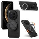 For vivo X200 Ultra Retro Leather Rotation Round Holder Phone Case(Black) - 1