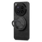 For vivo X200 Ultra Retro Leather Rotation Round Holder Phone Case(Black) - 3