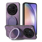For vivo X200 Ultra Retro Leather Rotation Round Holder Phone Case(Purple) - 2