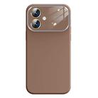 For iPhone 16 Kalebol Large Windows Frosted Liquid Silicone Phone Case(Coffee) - 1
