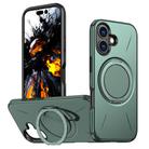 For iPhone 16 Kalebol Magnetic MagSafe Rotation Holder PC Phone Case(Grey Green) - 1