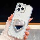 For iPhone 13 Pro Diamond Glitter Mirror Heart Holder Phone Case(Transparent Stars) - 1
