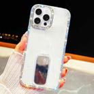 For iPhone 16 Pro Max Rhinestone Glitter TPU 4-corners Anti-fall Phone Case with Holder(Transparent) - 1