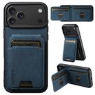 For iPhone 17 Pro Max Suteni H02 Litchi Leather Card Wallet Stand Back Phone Case(Blue) - 1