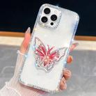 For iPhone 13 Pro Max Diamond Glitter Butterfly Holder Phone Case(White) - 1