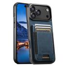 For iPhone 17 Pro Max Suteni H03 Litchi Leather Card Bag Stand Back Phone Case(Blue) - 1