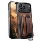 For iPhone 17 Pro Max Suteni H13 Litchi Leather Wrist Strap Wallet Back Phone Case(Brown) - 1