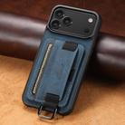 For iPhone 17 Pro Max Suteni H13 Litchi Leather Wrist Strap Wallet Back Phone Case(Blue) - 2