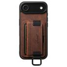 For iPhone 17 Air Suteni H13 Litchi Leather Wrist Strap Wallet Back Phone Case(Brown) - 1