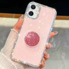 For iPhone 17 Diamond Glitter Diamond Round Holder Phone Case(Light Pink) - 1