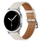 For Samsung Galaxy Watch8 / Watch8 Classic Stainless Steel Silver Buckle Genuine Leather Watch Band(Creamy White) - 1