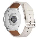 For Samsung Galaxy Watch8 / Watch8 Classic Stainless Steel Silver Buckle Genuine Leather Watch Band(Creamy White) - 2