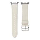 For Samsung Galaxy Watch8 / Watch8 Classic Stainless Steel Silver Buckle Genuine Leather Watch Band(Creamy White) - 3