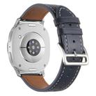 For Samsung Galaxy Watch8 / Watch8 Classic Stainless Steel Silver Buckle Genuine Leather Watch Band(Midnight Blue) - 2