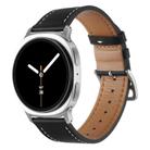 For Samsung Galaxy Watch8 / Watch8 Classic Stainless Steel Silver Buckle Genuine Leather Watch Band(Black) - 1