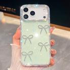 For iPhone 17 Pro Max Diamond Glitter Bow-knot Four-Corner Shockproof Phone Case(Light Green) - 1