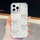 For iPhone 13 Pro Diamond Glitter Bow-knot Four-Corner Shockproof Phone Case(Transparent Stars) - 1